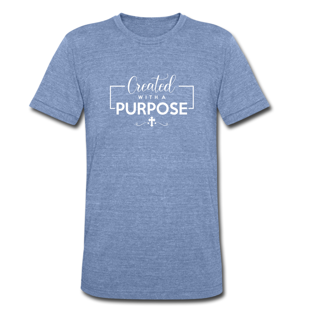 Unisex Tri-Blend Created With a Purpose T-Shirt - heather Blue