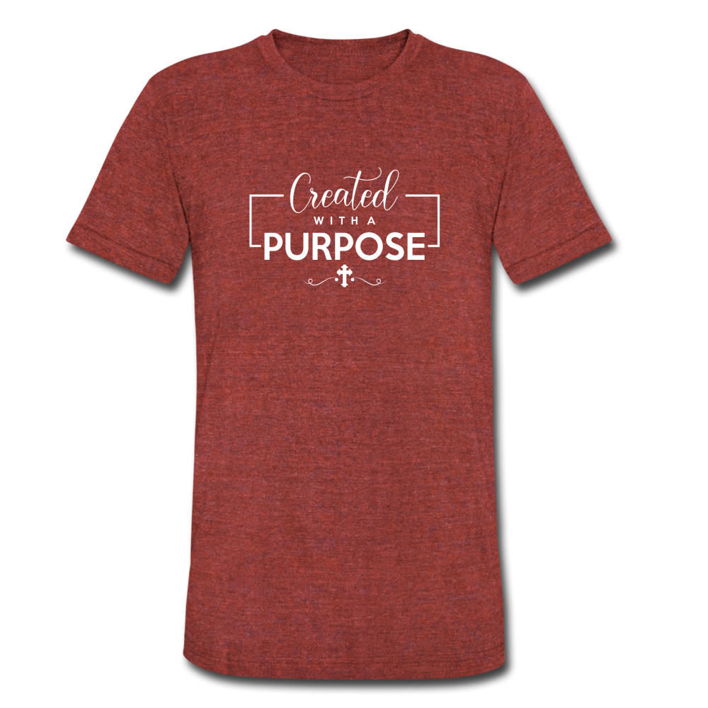 Unisex Tri-Blend Created With a Purpose T-Shirt - heather cranberry