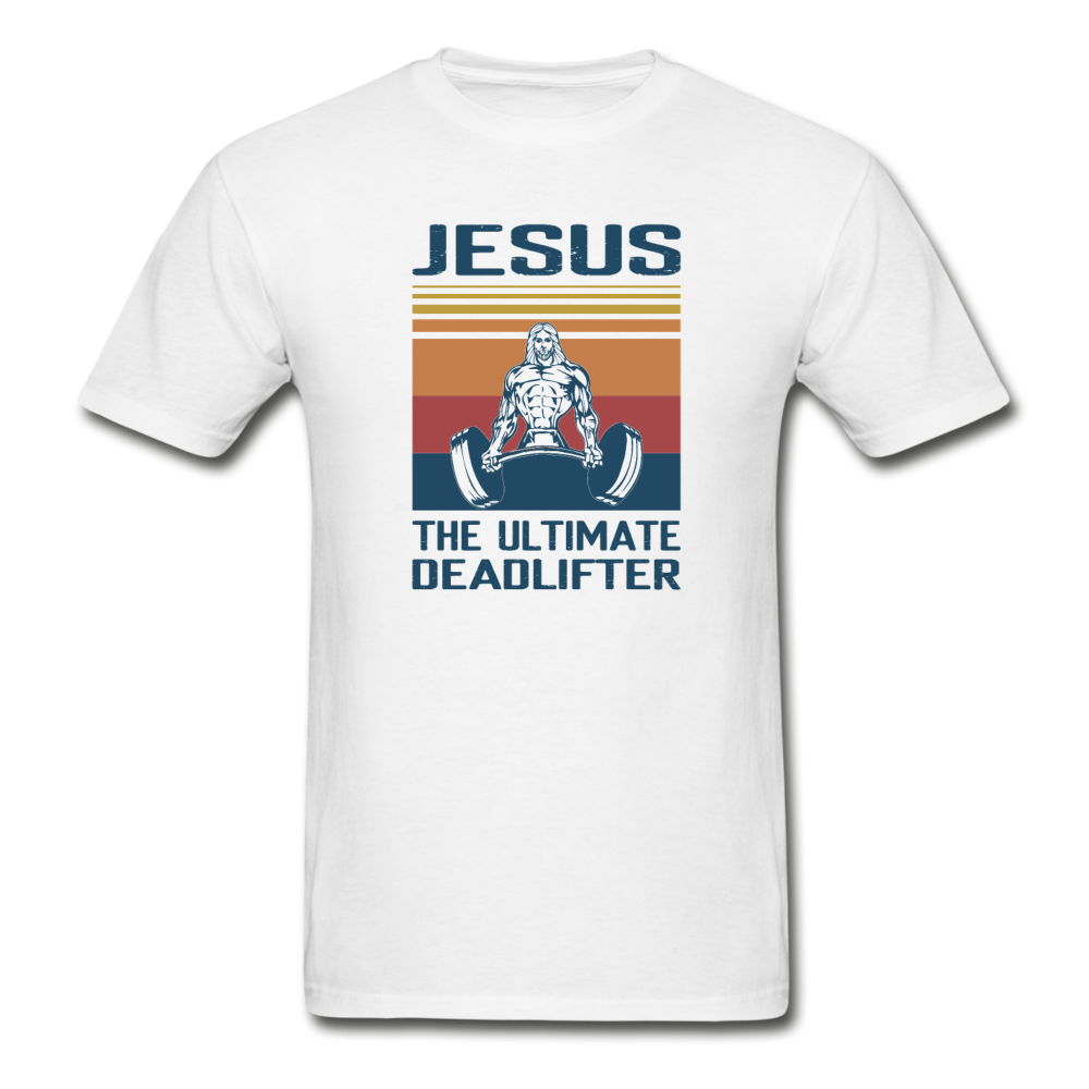 Hanes Adult Tagless Jesus Ultimate Deadlifter T-Shirt - white
