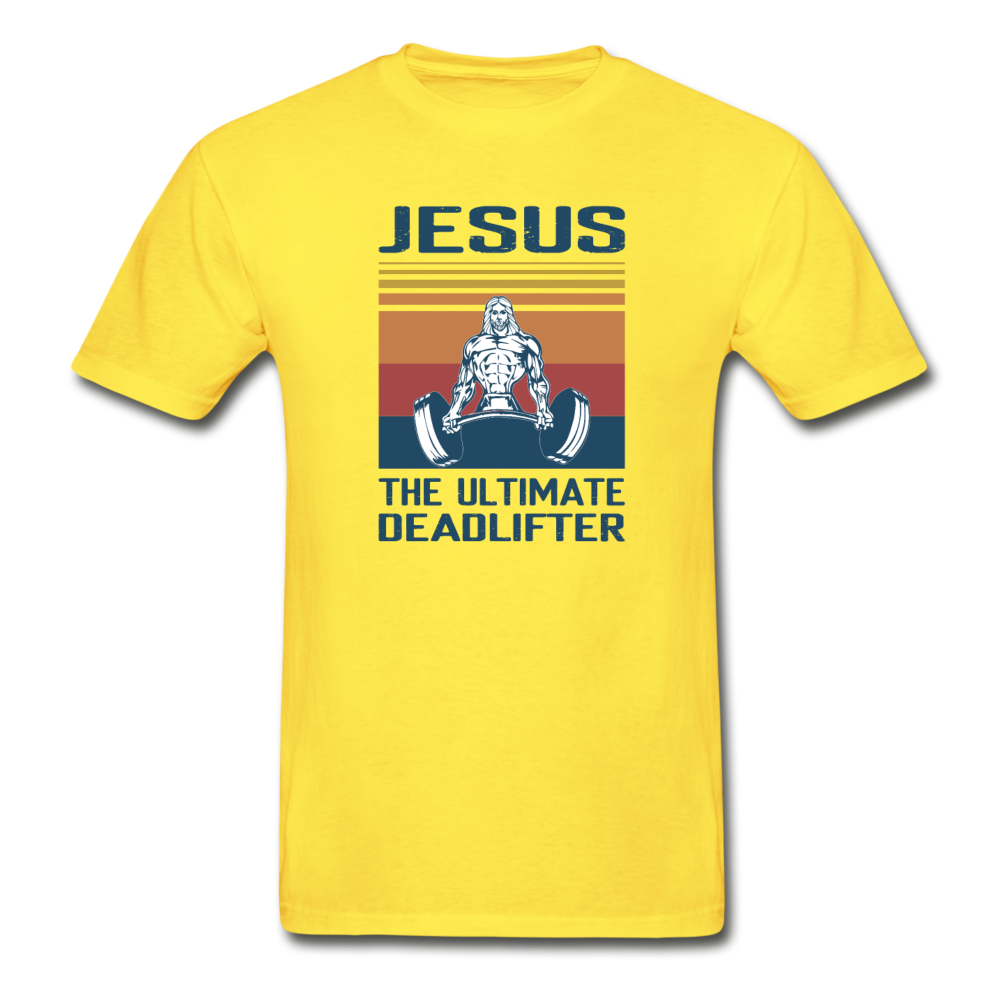 Hanes Adult Tagless Jesus Ultimate Deadlifter T-Shirt - yellow