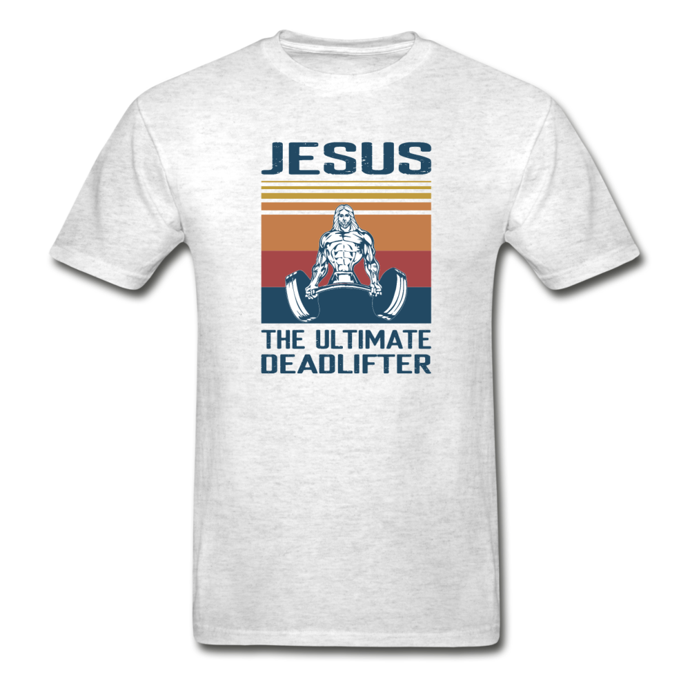 Hanes Adult Tagless Jesus Ultimate Deadlifter T-Shirt - light heather gray