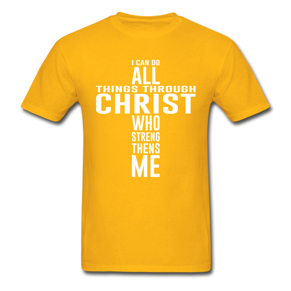 Gildan Ultra Cotton Adult All Things Through Christ T-Shirt - gold