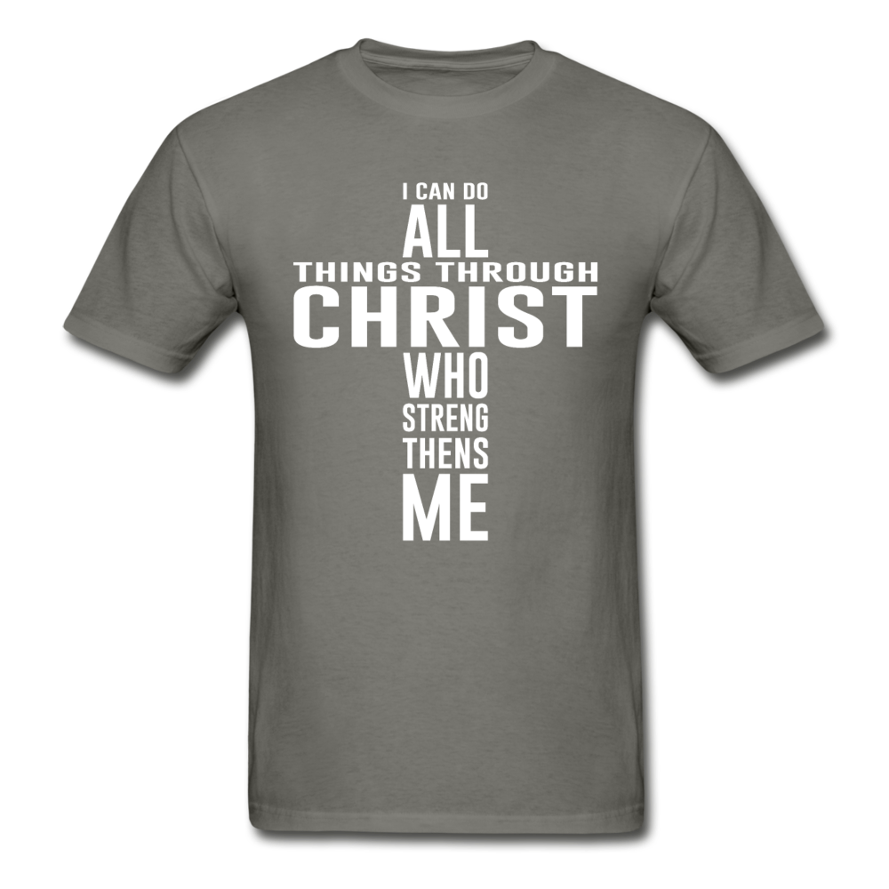 Gildan Ultra Cotton Adult All Things Through Christ T-Shirt - charcoal