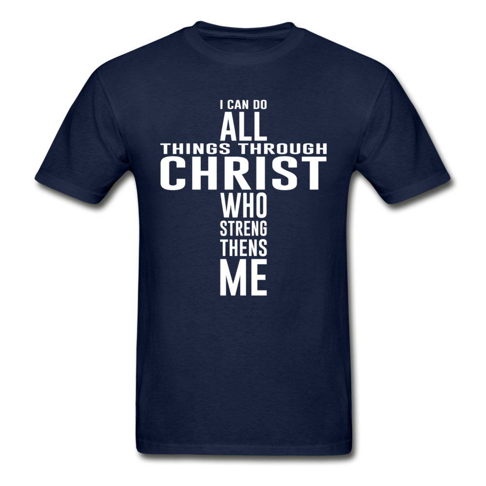 Gildan Ultra Cotton Adult All Things Through Christ T-Shirt - navy