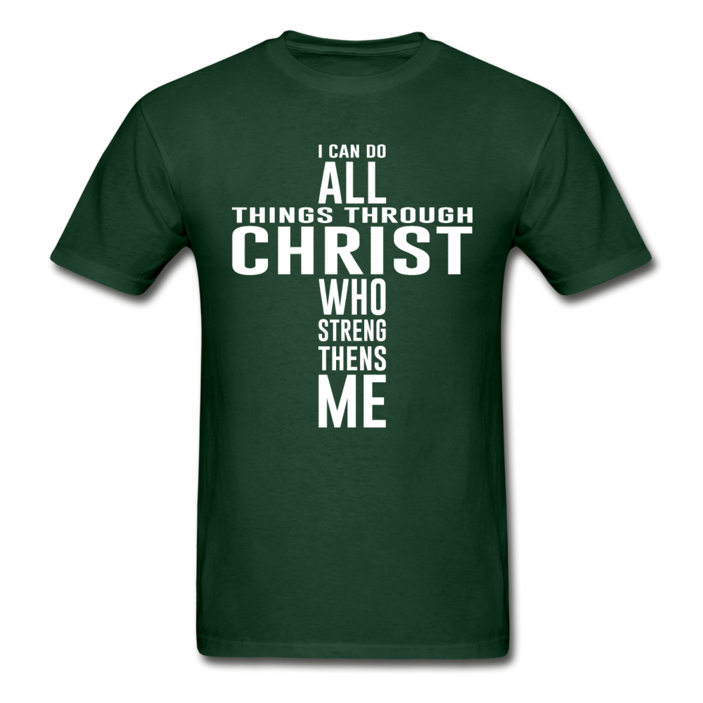 Gildan Ultra Cotton Adult All Things Through Christ T-Shirt - forest green
