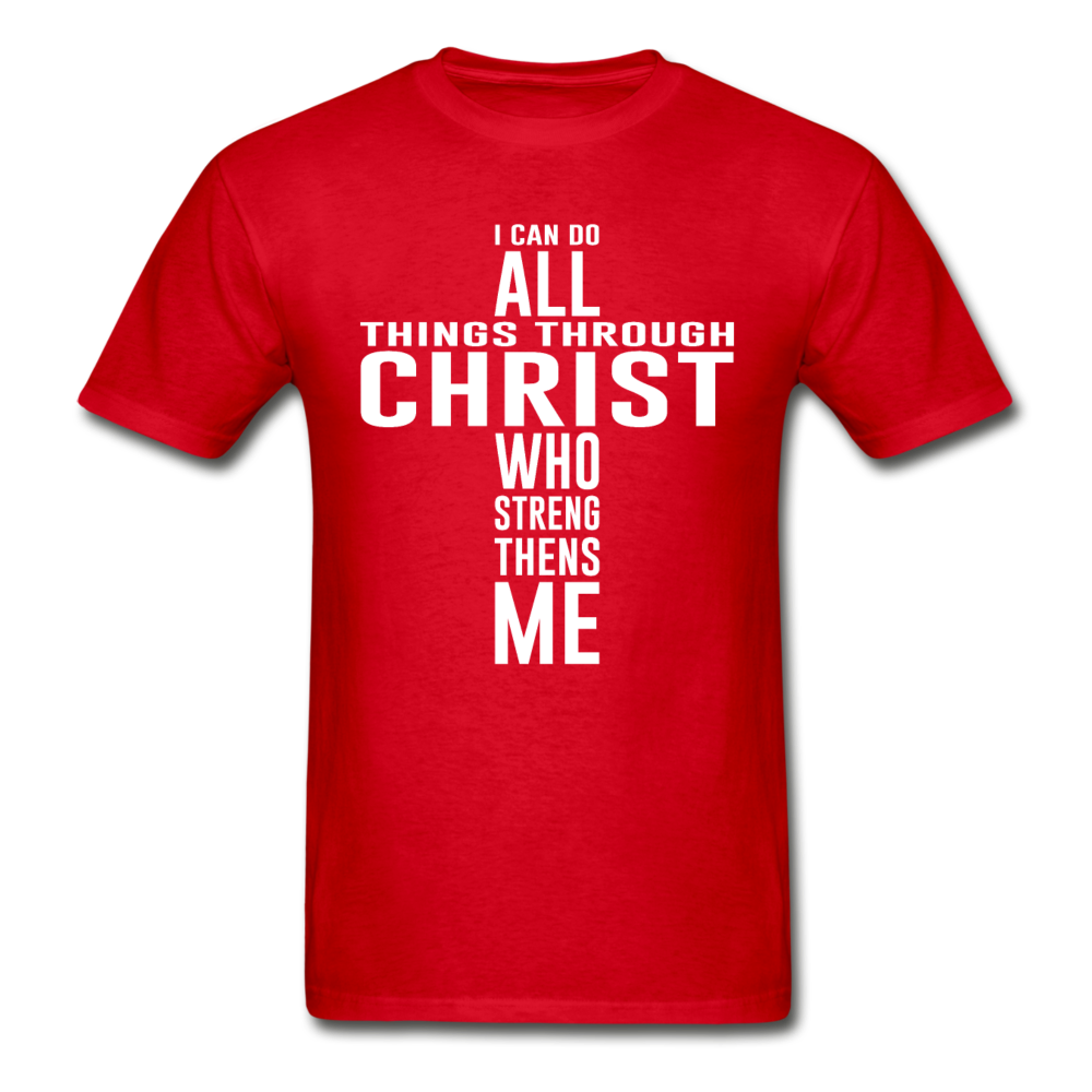 Gildan Ultra Cotton Adult All Things Through Christ T-Shirt - red
