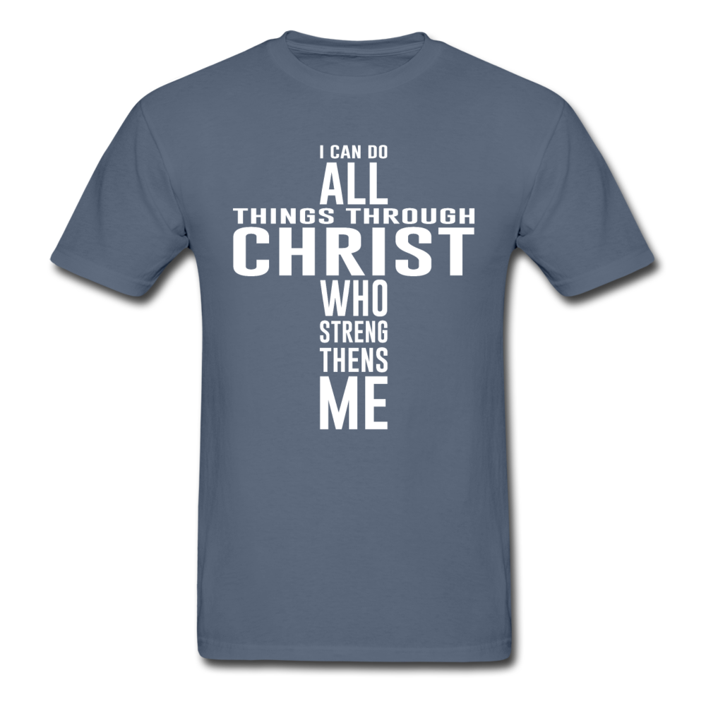 Gildan Ultra Cotton Adult All Things Through Christ T-Shirt - denim