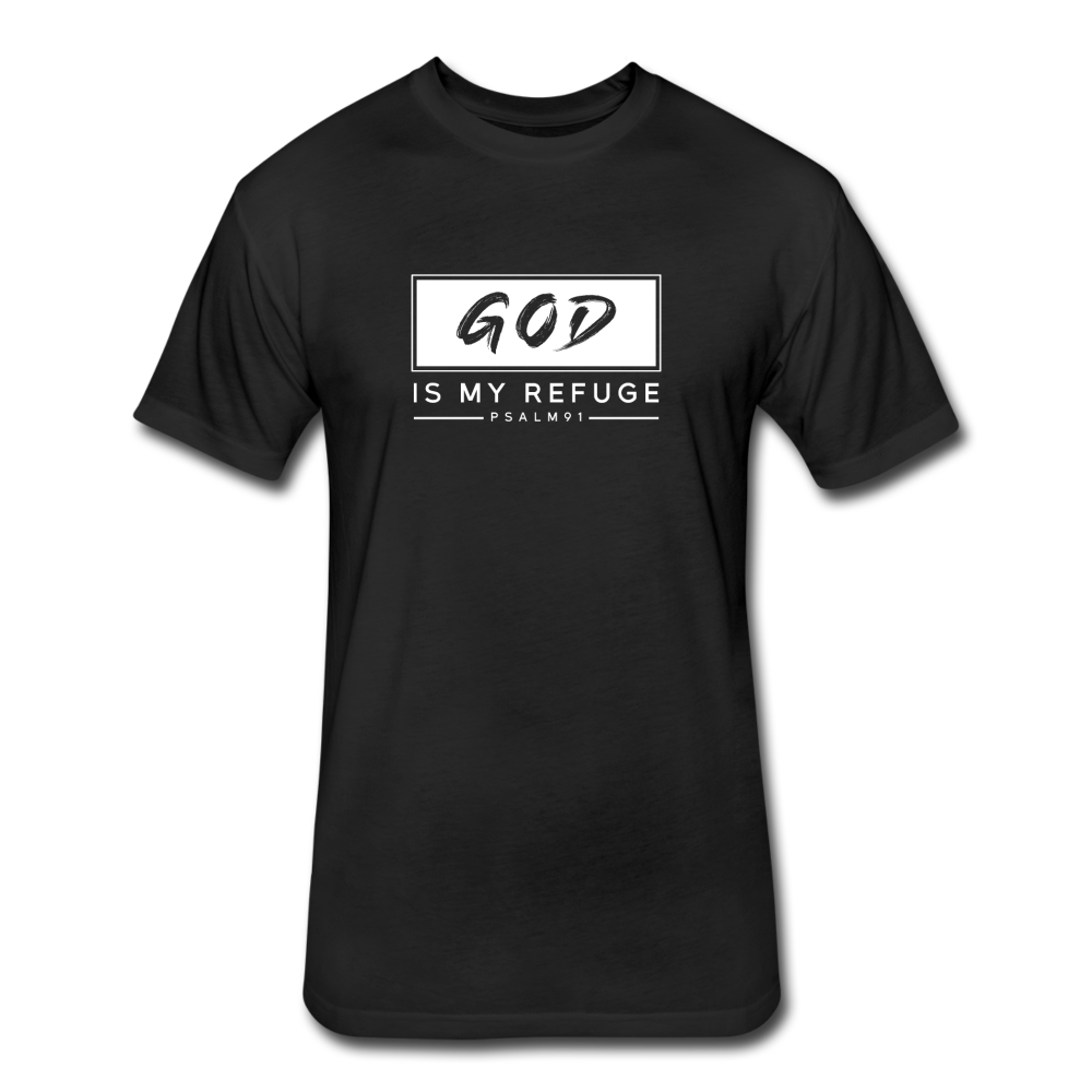 Fitted Cotton/Poly God is my Refuge T-Shirt by Next Level - black