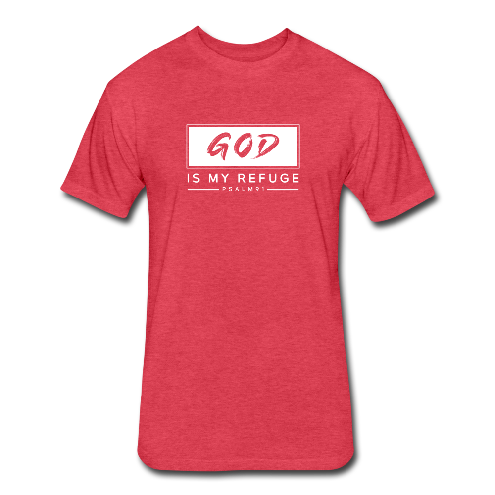 Fitted Cotton/Poly God is my Refuge T-Shirt by Next Level - heather red