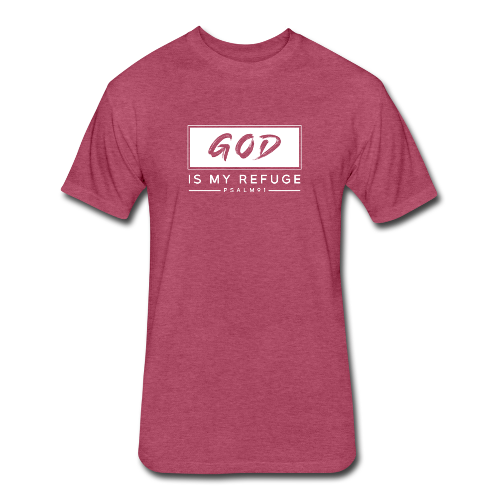 Fitted Cotton/Poly God is my Refuge T-Shirt by Next Level - heather burgundy