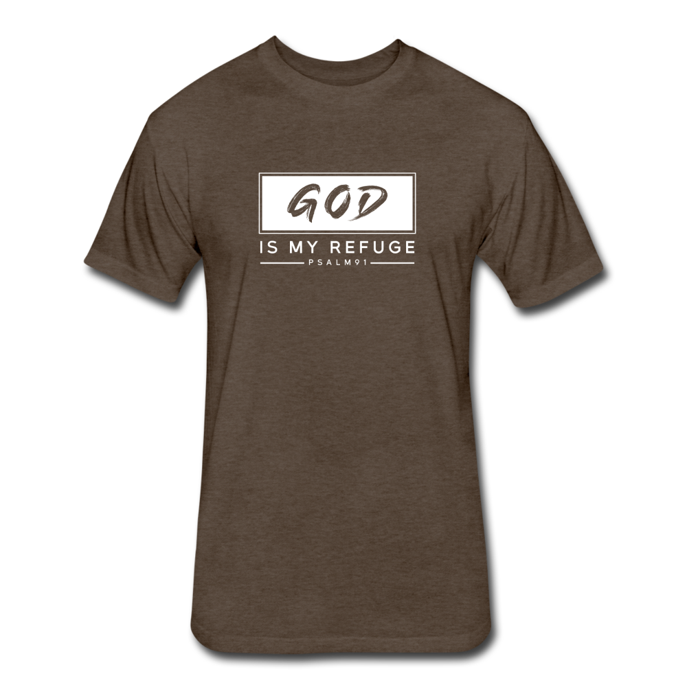 Fitted Cotton/Poly God is my Refuge T-Shirt by Next Level - heather espresso