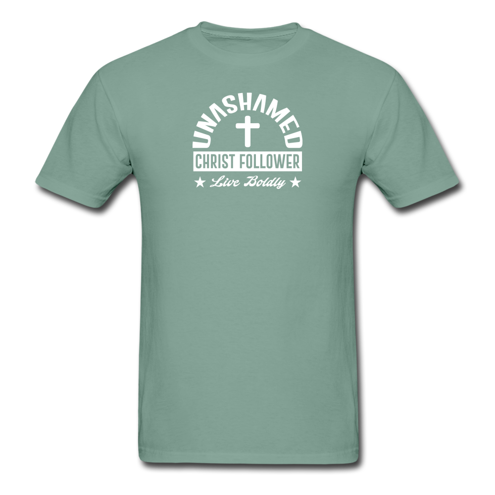 Unisex ComfortWash Garment Dyed Unashamed Christ Follower T-Shirt - seafoam green
