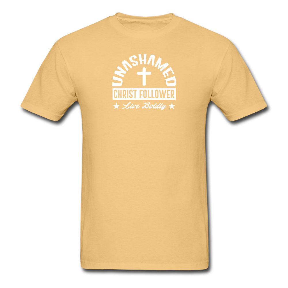 Unisex ComfortWash Garment Dyed Unashamed Christ Follower T-Shirt - light yellow