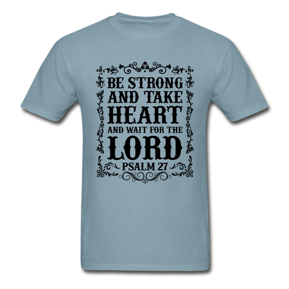 Hanes Adult Tagless Wait for the Lord T-Shirt - stonewash blue