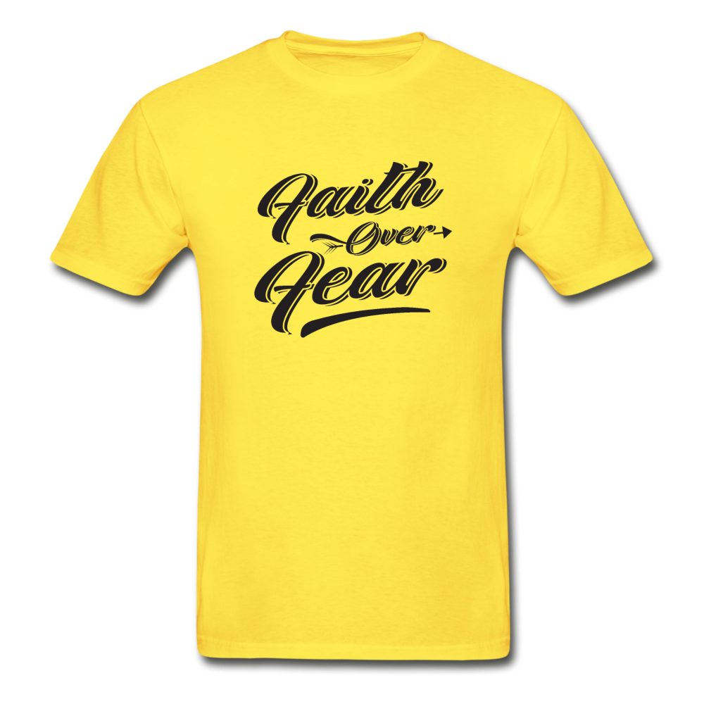 Hanes Adult Tagless Faith Over Fear T-Shirt - yellow