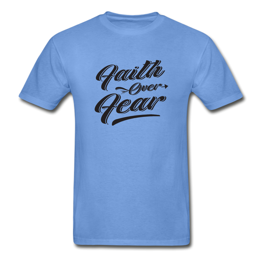 Hanes Adult Tagless Faith Over Fear T-Shirt - carolina blue