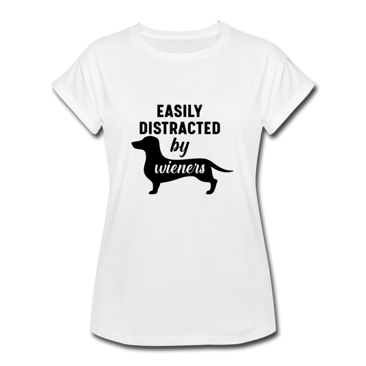 Women's Relaxed Fit Distracted by Wieners T-Shirt - white