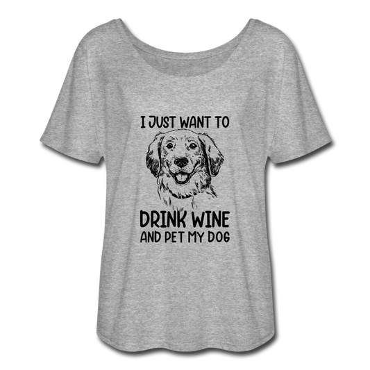 Women’s Flowy Wine and Dog T-Shirt - heather gray