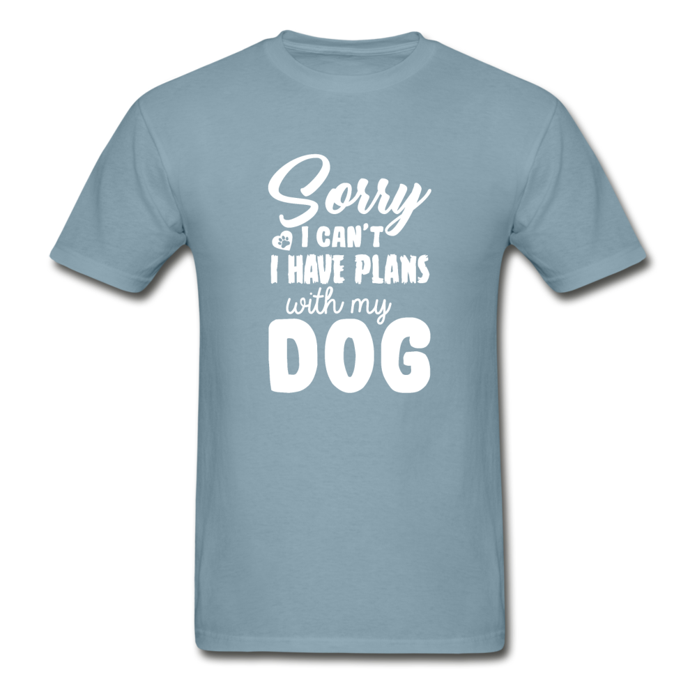Hanes Adult Tagless Sorry I Have Plans With My Dog T-Shirt - stonewash blue
