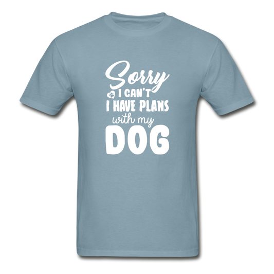 Hanes Adult Tagless Sorry I Have Plans With My Dog T-Shirt - stonewash blue