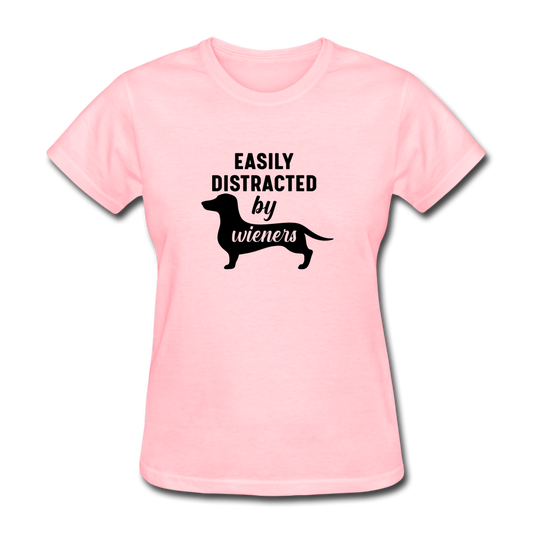 Women's Distracted by Wieners T-Shirt - pink