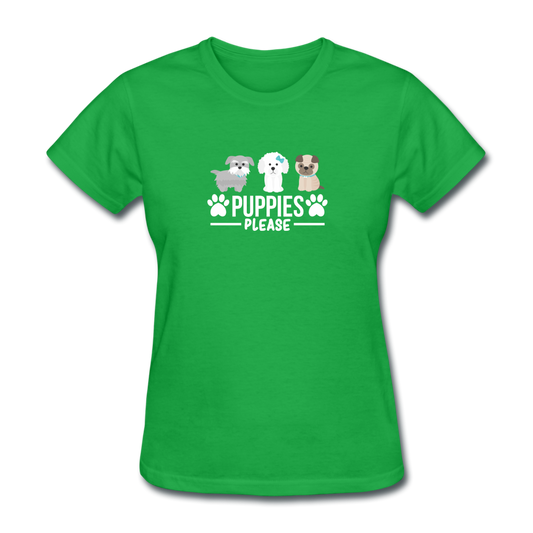 Women's Puppies Please T-Shirt - bright green