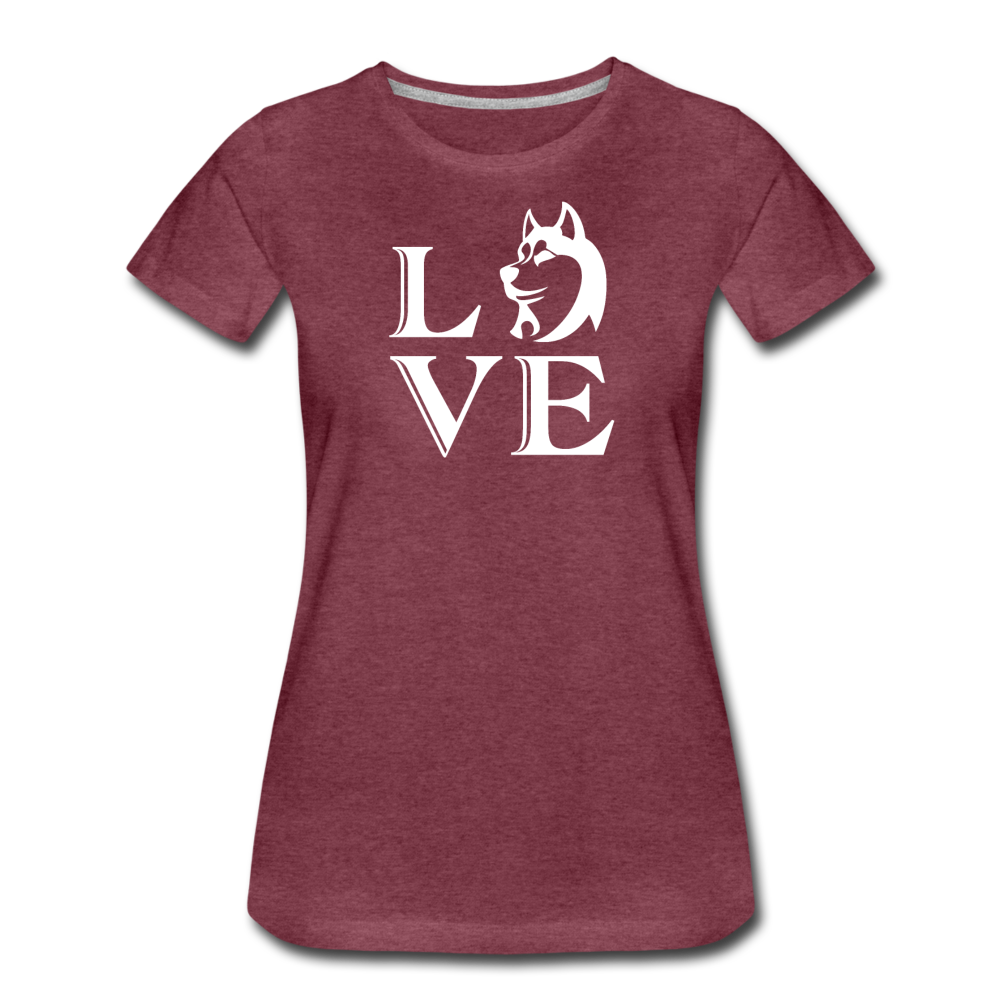 Women’s Premium Love Dog T-Shirt - heather burgundy
