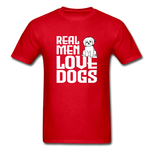 Gildan Ultra Cotton Adult Real Men Love Dogs T-Shirt - red