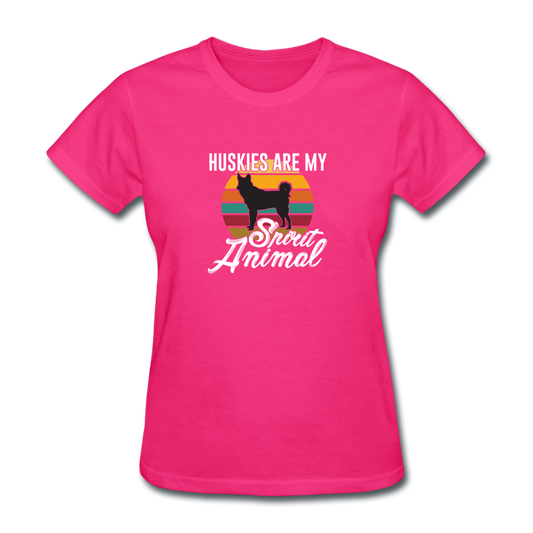 Women's Husky Spirit Animal Dog T-Shirt - fuchsia