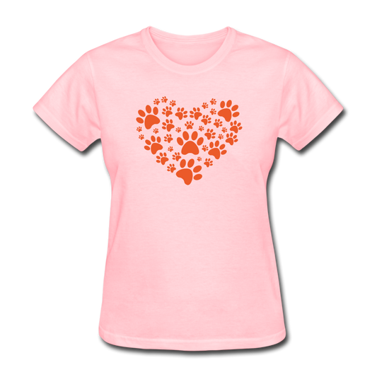 Women's Paw Heart T-Shirt - pink