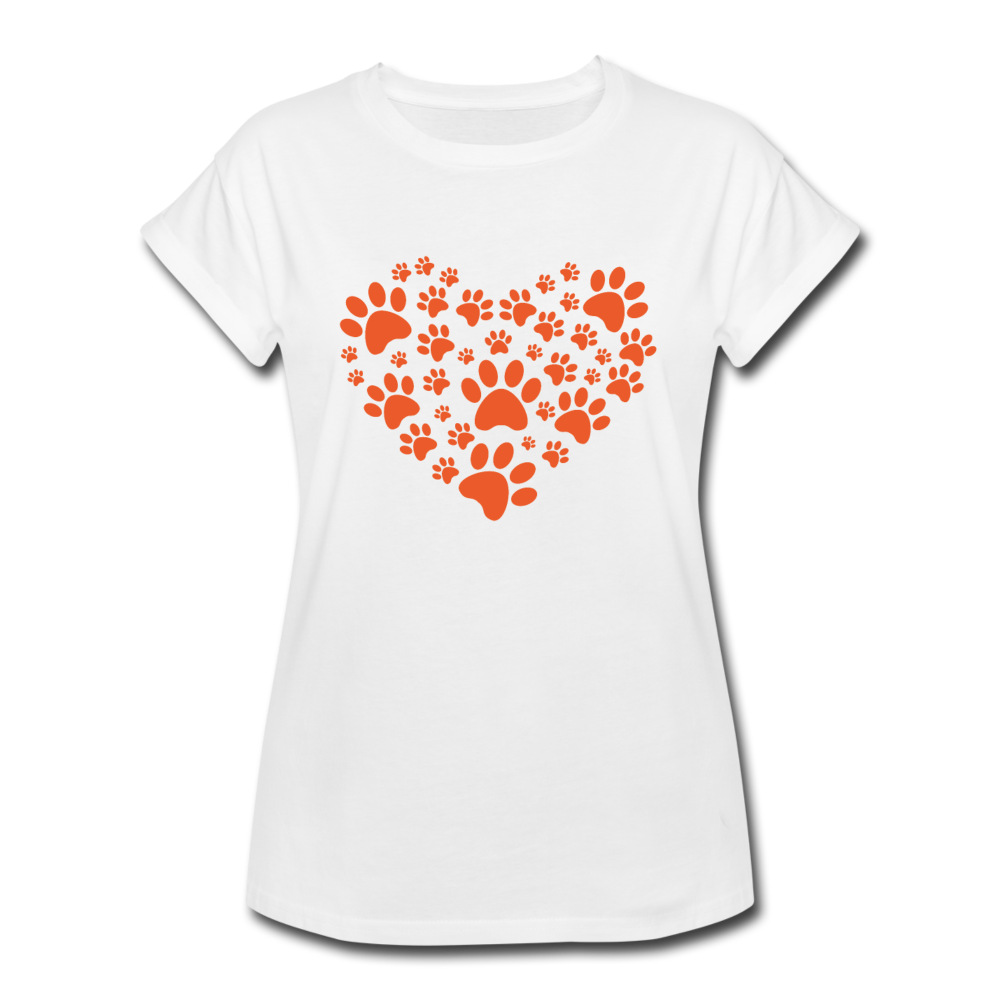 Women's Relaxed Fit Paw Heart T-Shirt - white