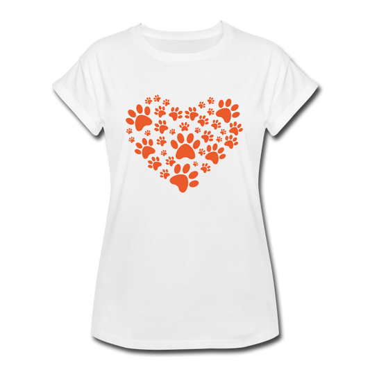 Women's Relaxed Fit Paw Heart T-Shirt - white