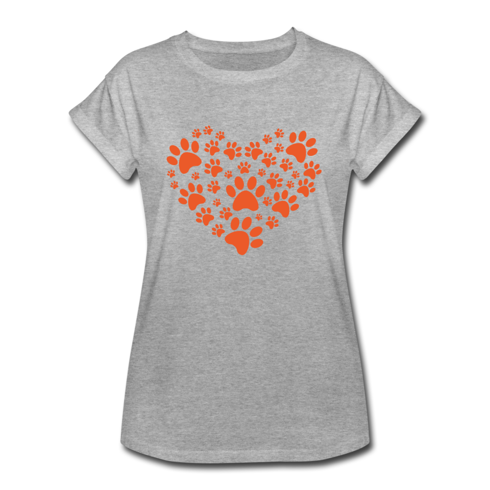 Women's Relaxed Fit Paw Heart T-Shirt - heather gray