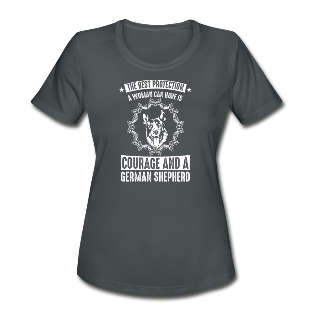 Women's Moisture Wicking Performance German Shepherd T-Shirt - charcoal