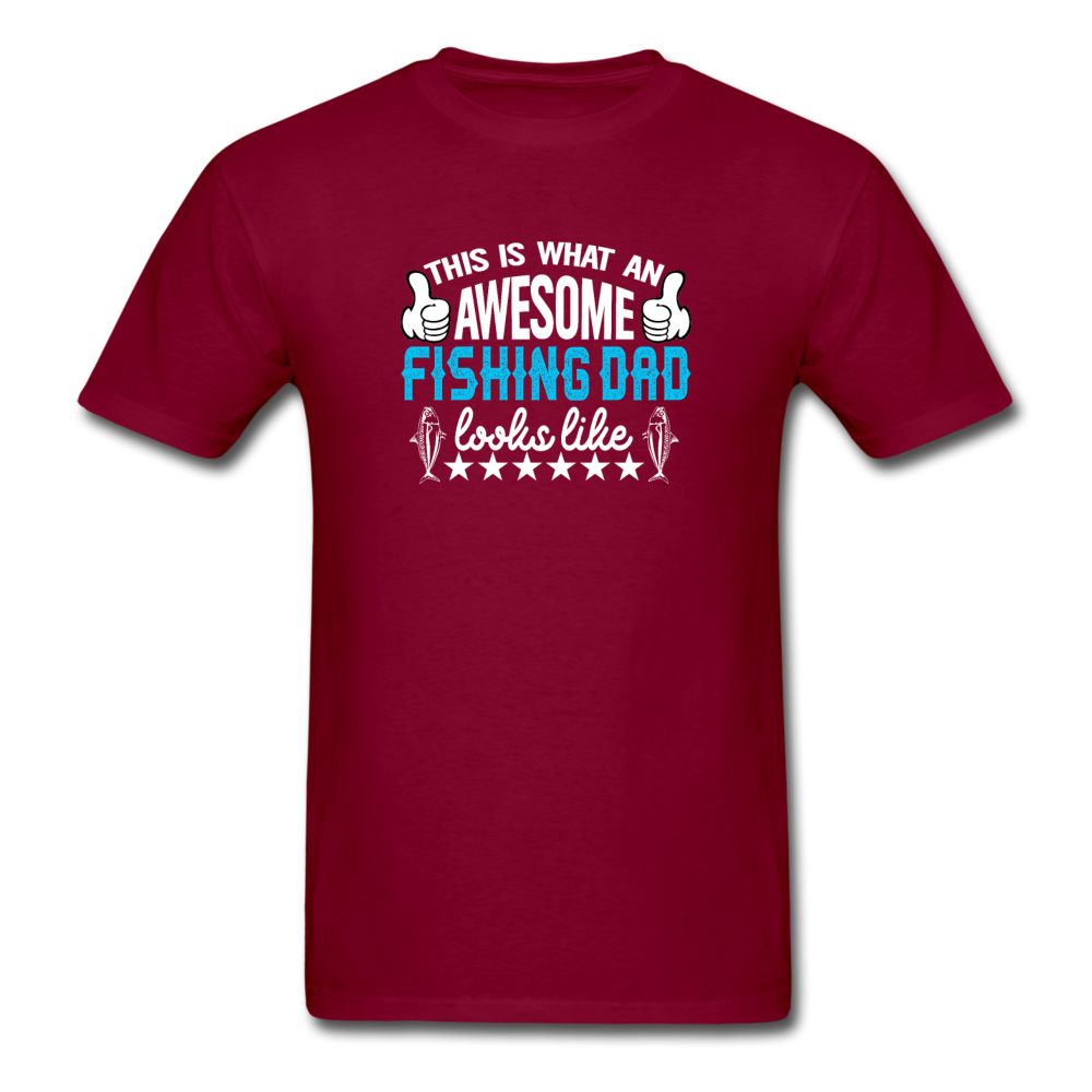 Unisex Classic Awesome Fishing Dad T-Shirt - burgundy