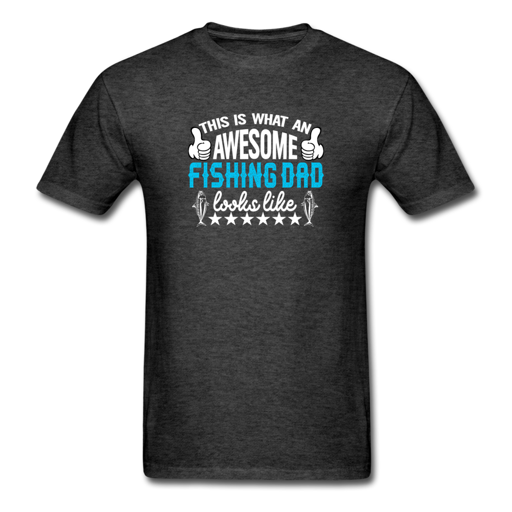 Unisex Classic Awesome Fishing Dad T-Shirt - heather black