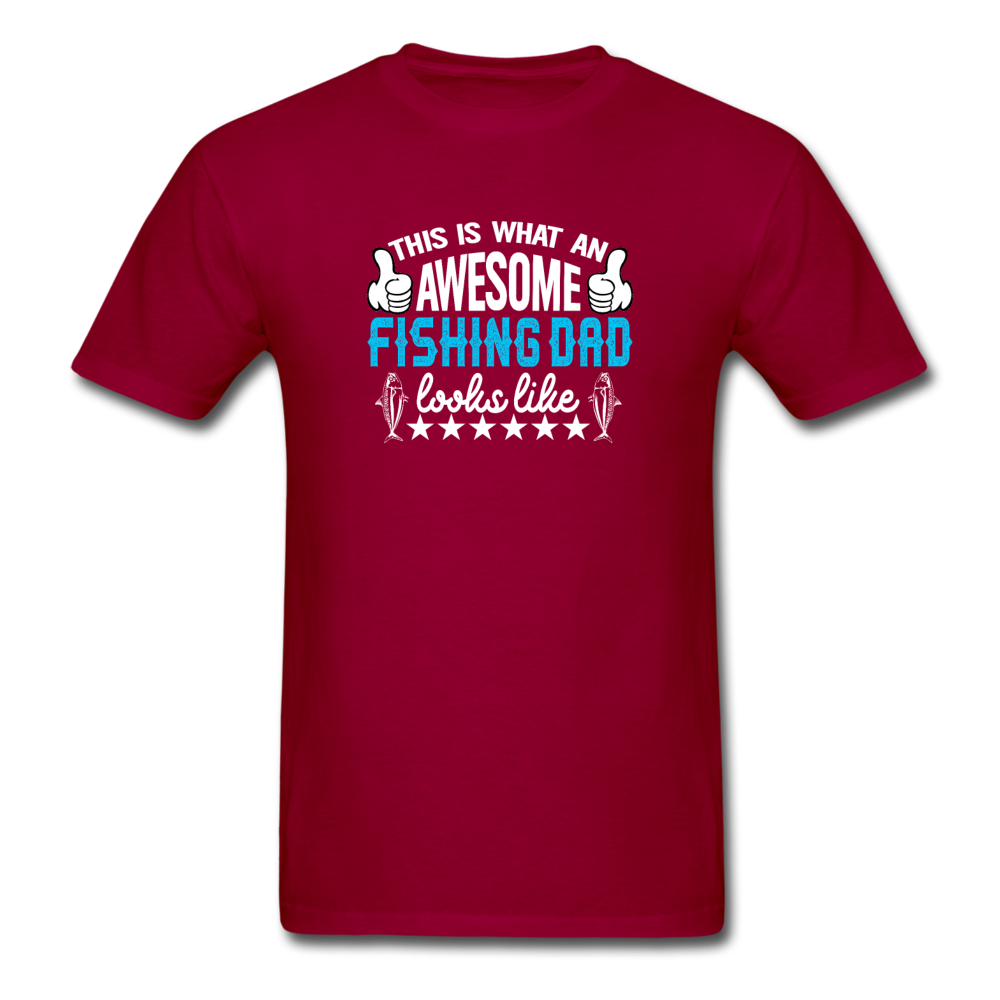 Unisex Classic Awesome Fishing Dad T-Shirt - dark red