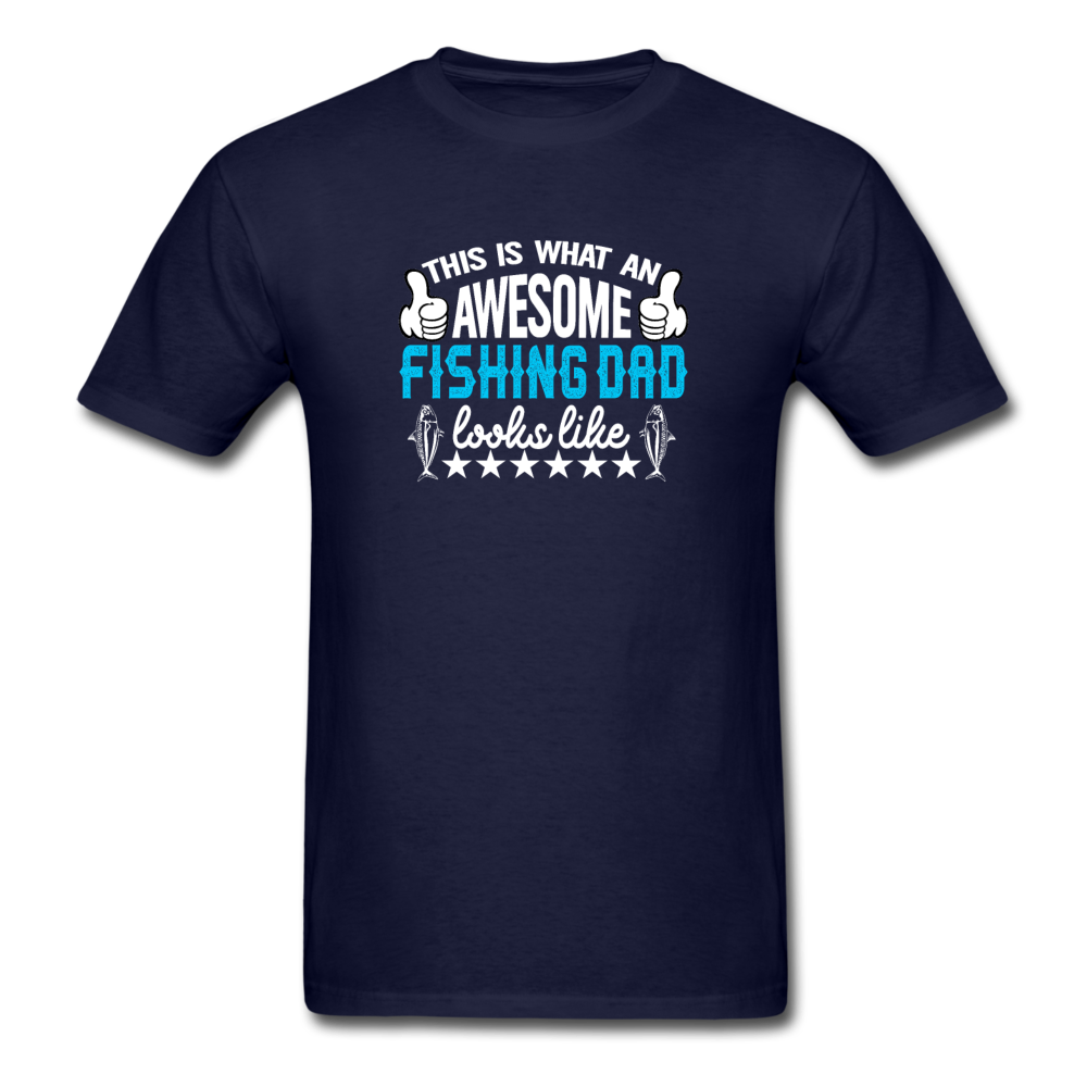 Unisex Classic Awesome Fishing Dad T-Shirt - navy