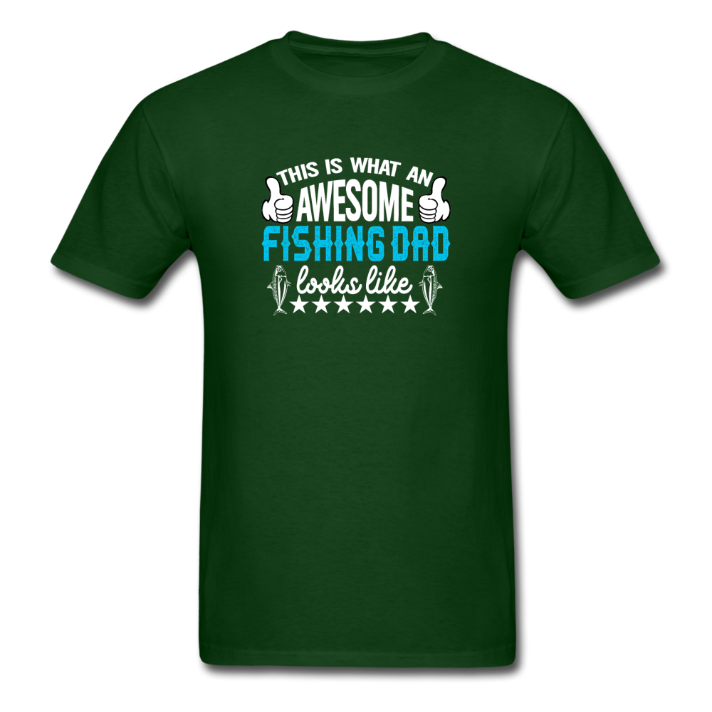 Unisex Classic Awesome Fishing Dad T-Shirt - forest green