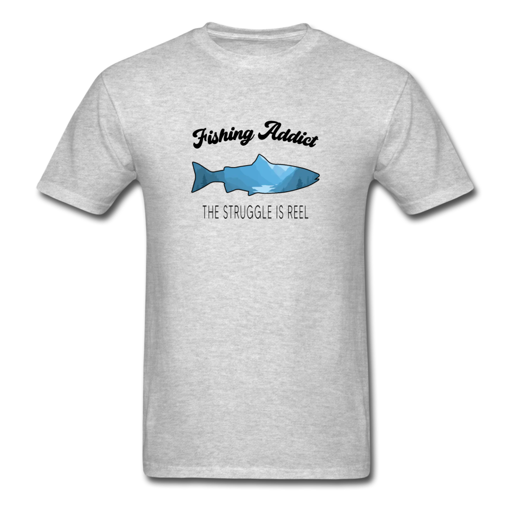 Unisex Classic Fishing Addict T-Shirt - heather gray