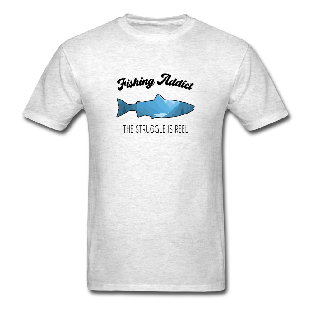 Unisex Classic Fishing Addict T-Shirt - light heather gray
