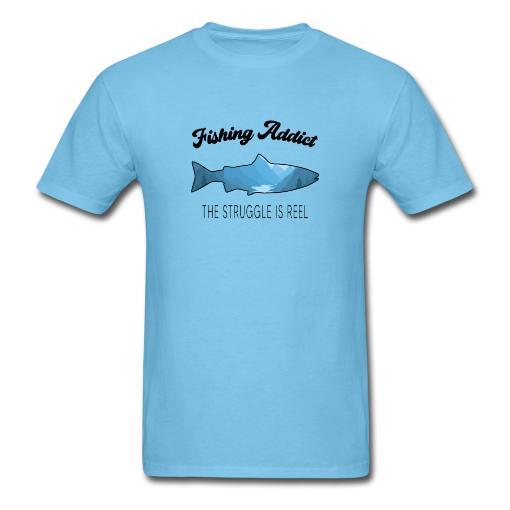 Unisex Classic Fishing Addict T-Shirt - aquatic blue