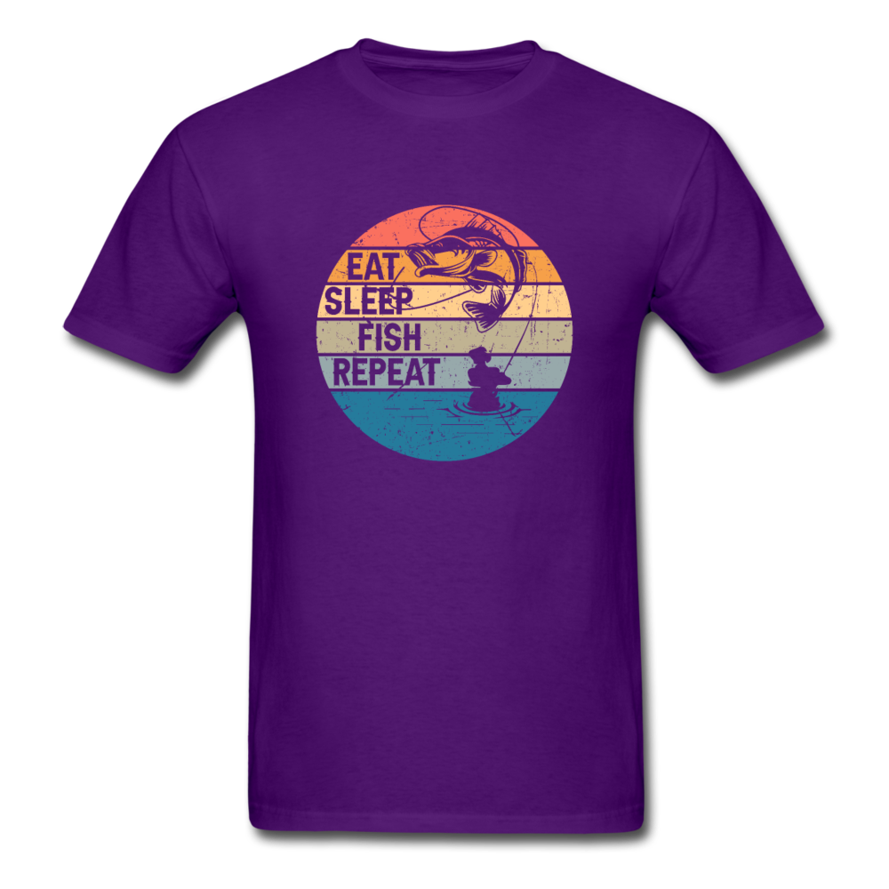 Unisex Classic Eat Sleep Fish Repeat T-Shirt - purple