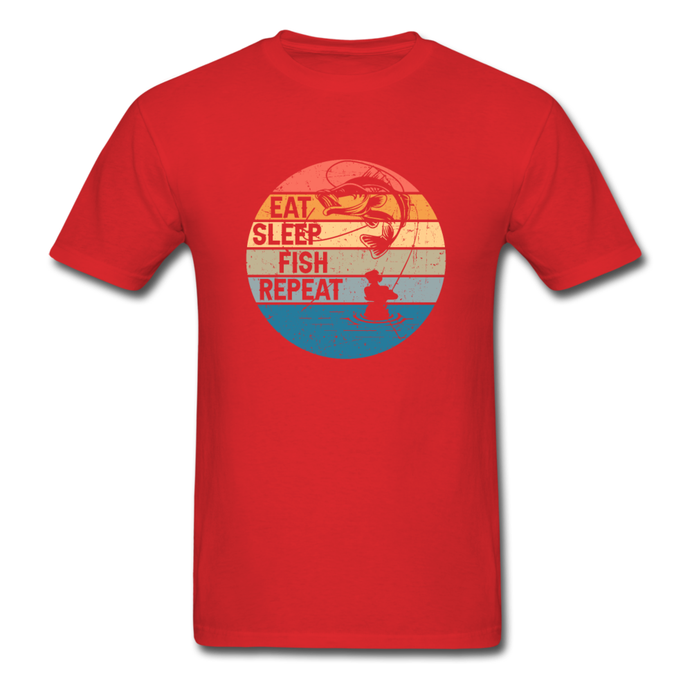 Unisex Classic Eat Sleep Fish Repeat T-Shirt - red