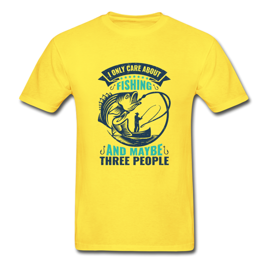 Hanes Adult Tagless Fishing and Three People T-Shirt - yellow