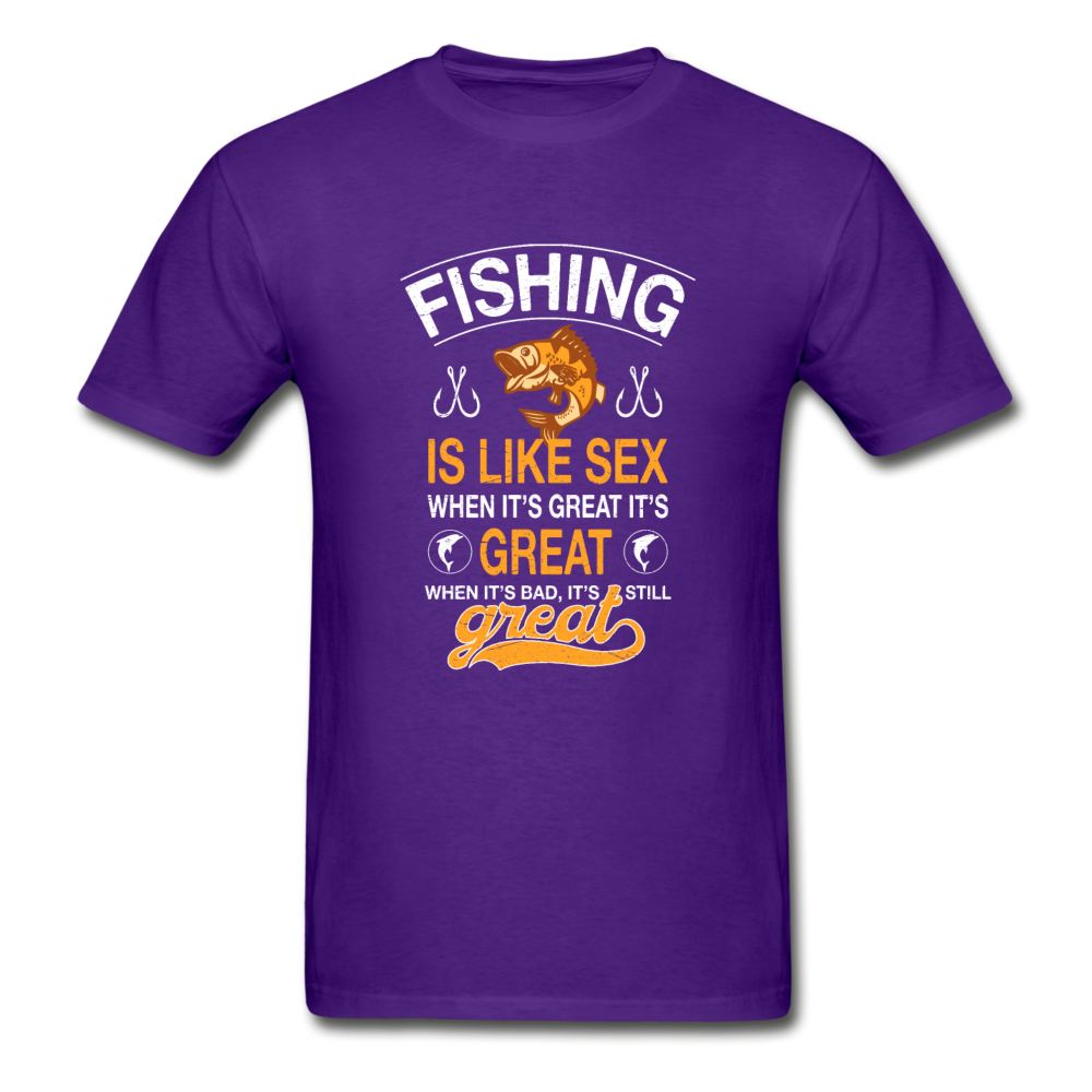 Gildan Ultra Cotton Adult Fishing is Like Sex T-Shirt - purple