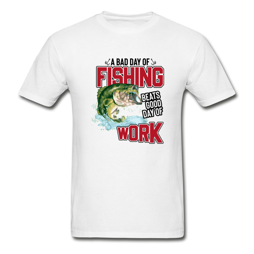 Hanes Adult Tagless Fishing vs. Work T-Shirt - white