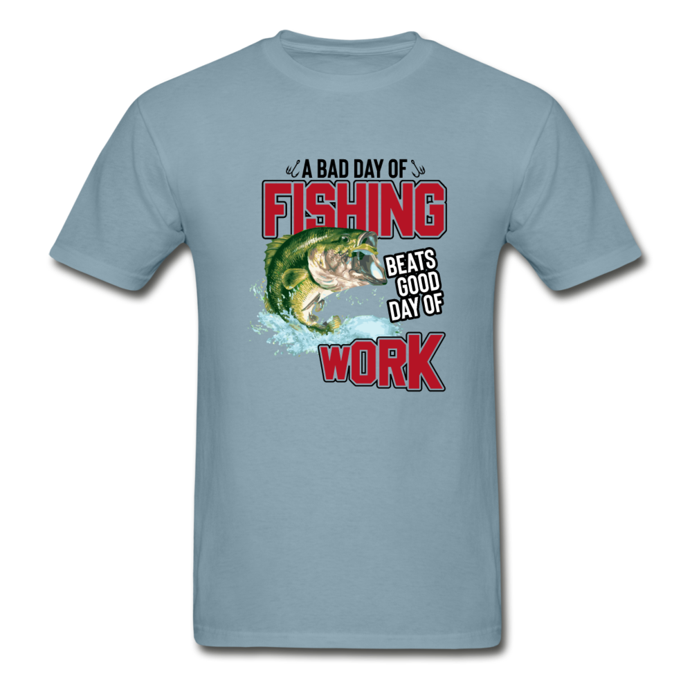 Hanes Adult Tagless Fishing vs. Work T-Shirt - stonewash blue
