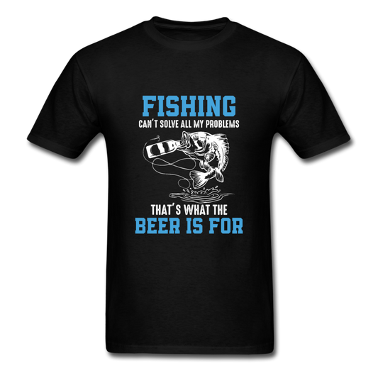 Unisex Classic Fishing and Beer T-Shirt - black