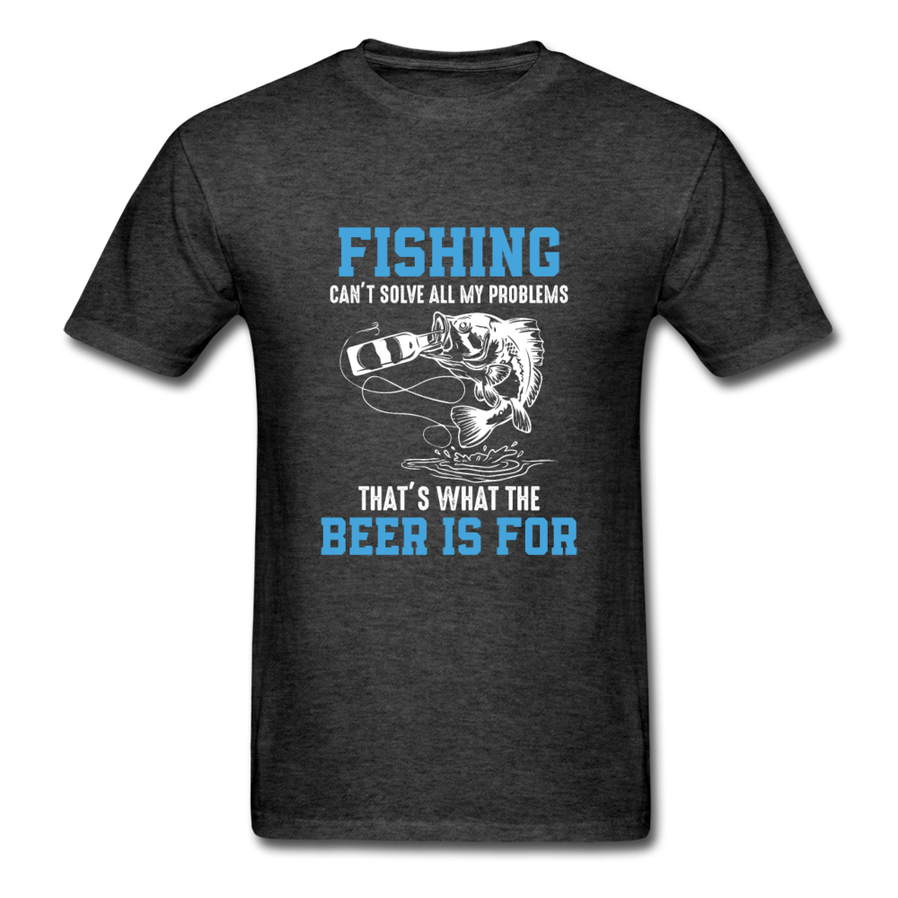Unisex Classic Fishing and Beer T-Shirt - heather black
